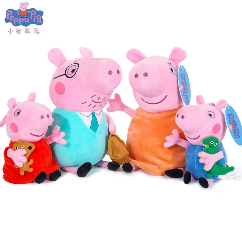 

Original 4pcs/set Peppa Pig family Plush Toys Dolls Package Brinquedos Pig Family Wholesale Stuffed Animals Plush Toys doll gift