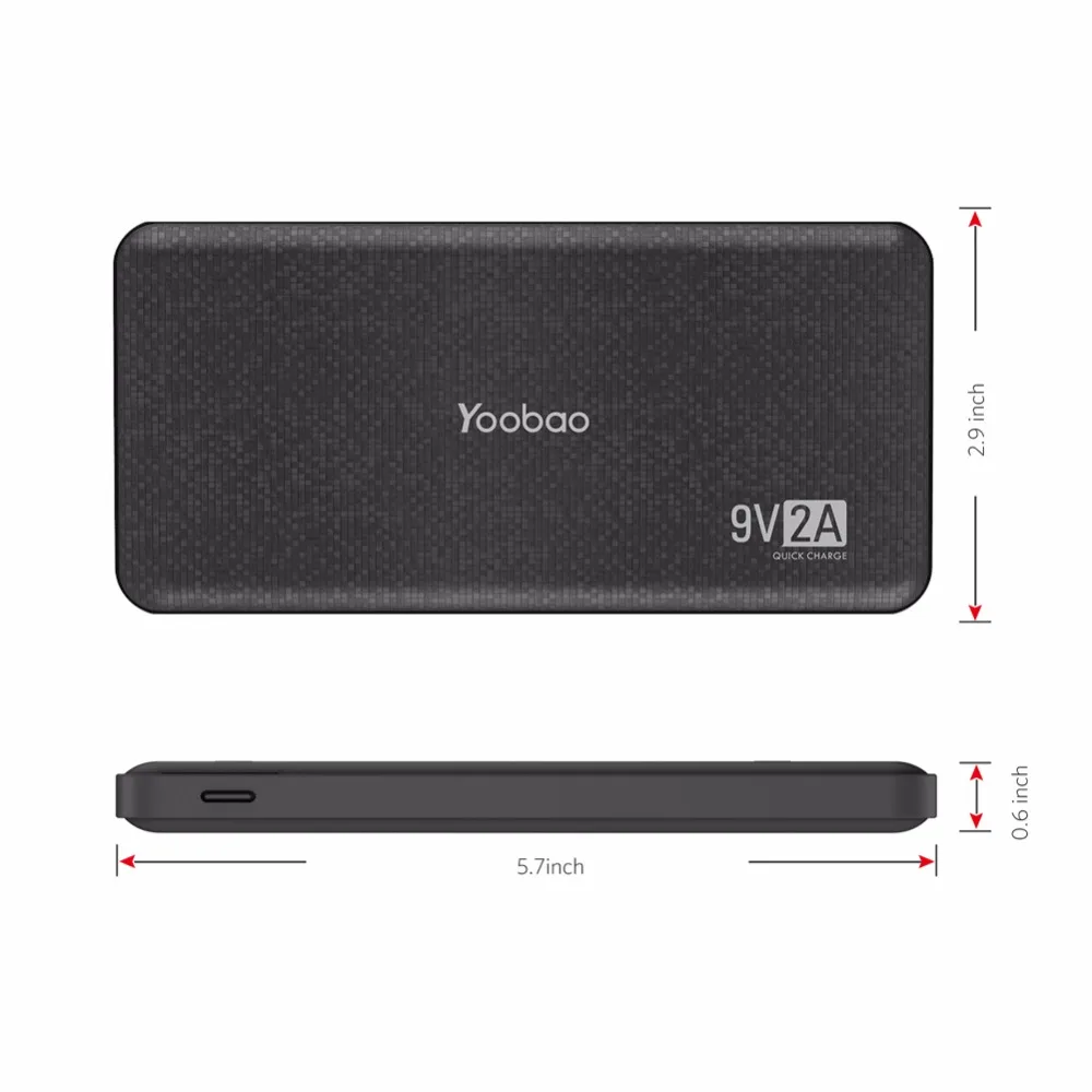 Yoobao Quick Charge power Bank для Xiaomi Mi 12000 mAh QC 2,0 Pover Bank 9V 2A портативное зарядное устройство Внешняя батарея для huawei P8