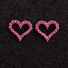 Новая корейская мода маленькое сердце любви серьги гвоздики для женщин Серебряный цвет фиолетовый CZ Циркон серьги с кристаллами ювелирные изделия