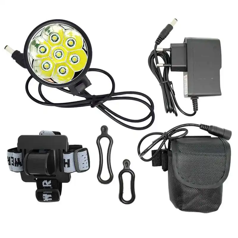 Sale wasafire Bike front Light 10000LM 7*T6 LED Bicycle Led Lights Flashlight Handlamp+AC Charger+ 9600mAh Battery Pack Cycling Lamps 4