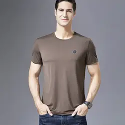 HIYSIZ 2019 Новая летняя однотонная цветная футболка с принтом Мужская 100% хлопок поступление Футболки Уличная Стильная хлопковая футболка ST110