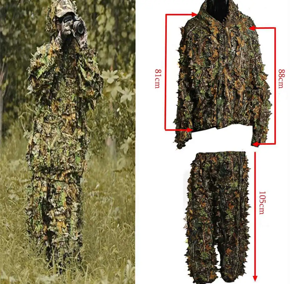 Buy Polyester Durable Outdoor Woodland Sniper Ghillie Suit Kit Cloak Military