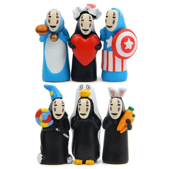 

6pcs/lot Miyazaki Hayao Studio Ghibli Cosplay Spirited Away No Face Cute Figure Toys PVC Action Figure Collection Model Kids Toy
