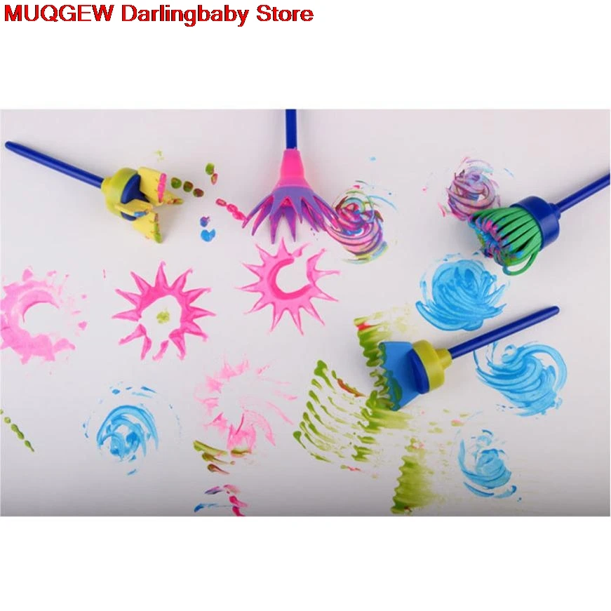 

Colorful Painting Brush Set Learning Education DIY Drawing Toys Flower Stamp Sponge Brush Painting Tools Novelty Interesting Toy