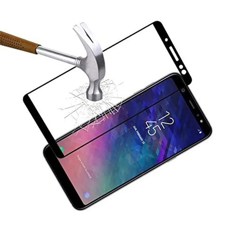 Полное покрытие из закаленного стекла для samsung Galaxy A6 2018 A 6 защитный чехол черного