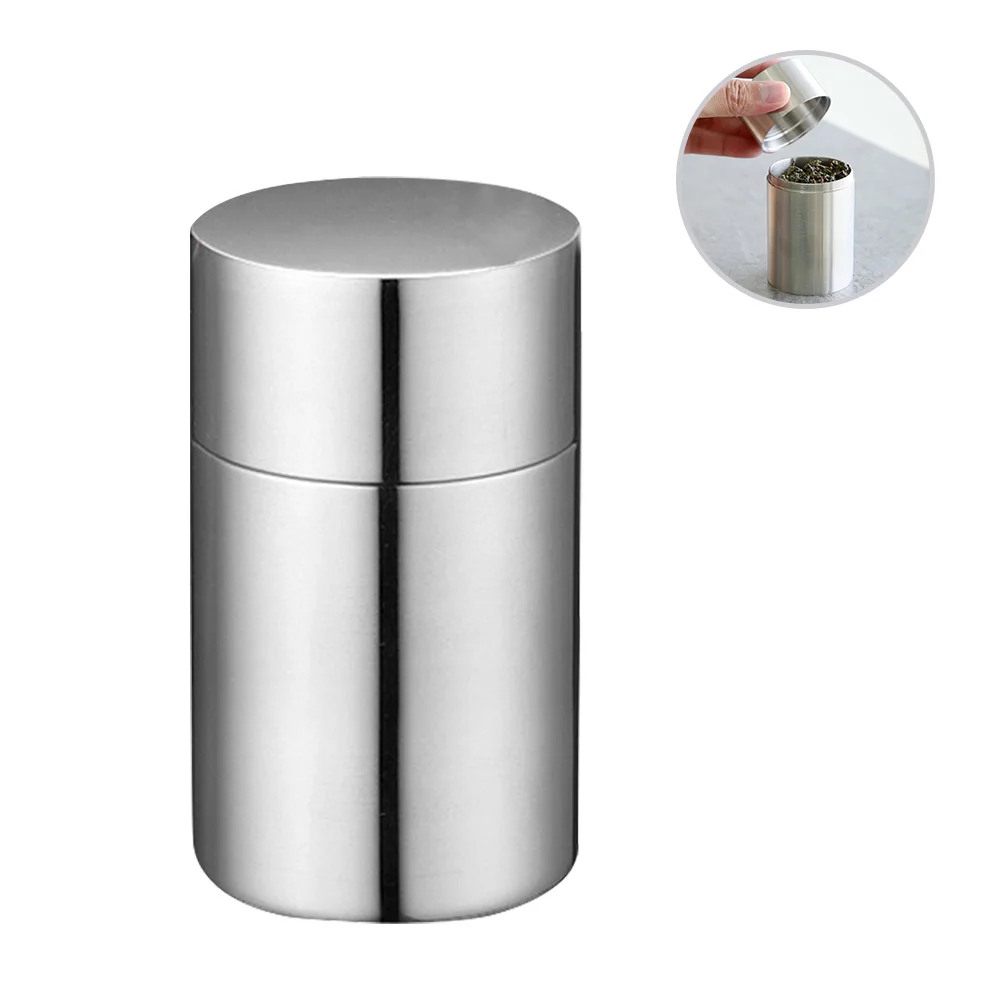 

1 PC Portable Sealed Jar 304 Stainless Steel Tea Can Travel Small Seal Tea Box Storage Box For Kitchen Home (Silver/85ml)