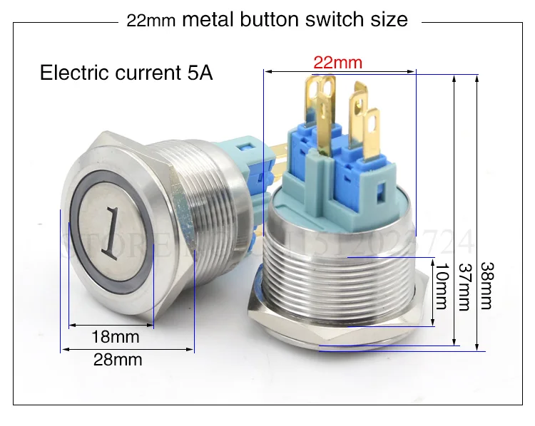 panel beater Metal Button Switch 16/19/22MM Reset Button Switch Instantaneous Digital 1.2.3.A.B.C Elevator Button Switch light switch with remote