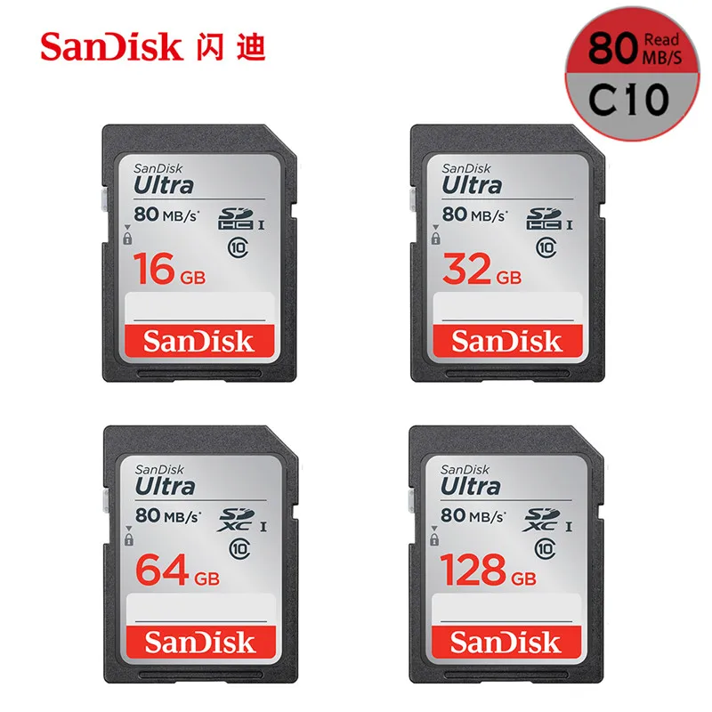 SanDisk SD Card for Camera 16GB 32GB 64GB 128GB 256GB Memory Card U3 U1