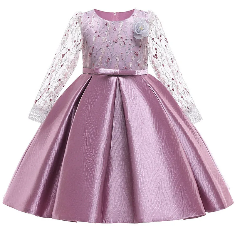 Платье с цветочным узором для девочек; платья принцессы для маленьких девочек; платье для свадебной вечеринки; Vestidos; платье-пачка для маленьких девочек; Рождественская одежда - Цвет: Розовый