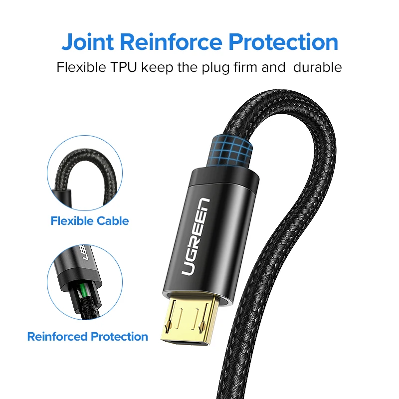 Ugreen Micro USB Cable 2.4A Nylon Fast Charge USB Data Cable for Samsung Xiaomi LG Tablet Android Mobile Phone USB Charging Cord Ugreen Micro USB Cable 2.4A Nylon Fast Charge USB Data Cable for Samsung Xiaomi LG Tablet Android Mobile Phone USB Charging Cord