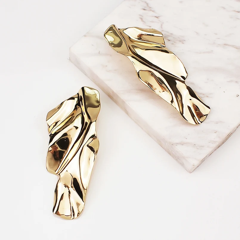 Необычные металлические серьги-гвоздики для женщин золотого и серебряного цвета, массивные большие серьги из сплава, аксессуары, ювелирные изделия UKMOC