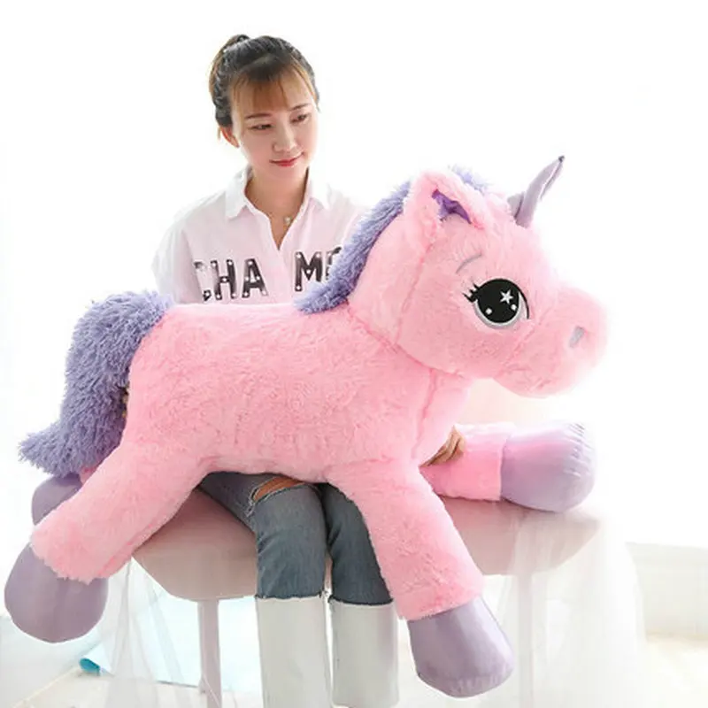 80-110cm White Unicorn Plush Toys Giant Stuffed Animal Horse Soft Unicornio Peluche Doll Gift Photo Props