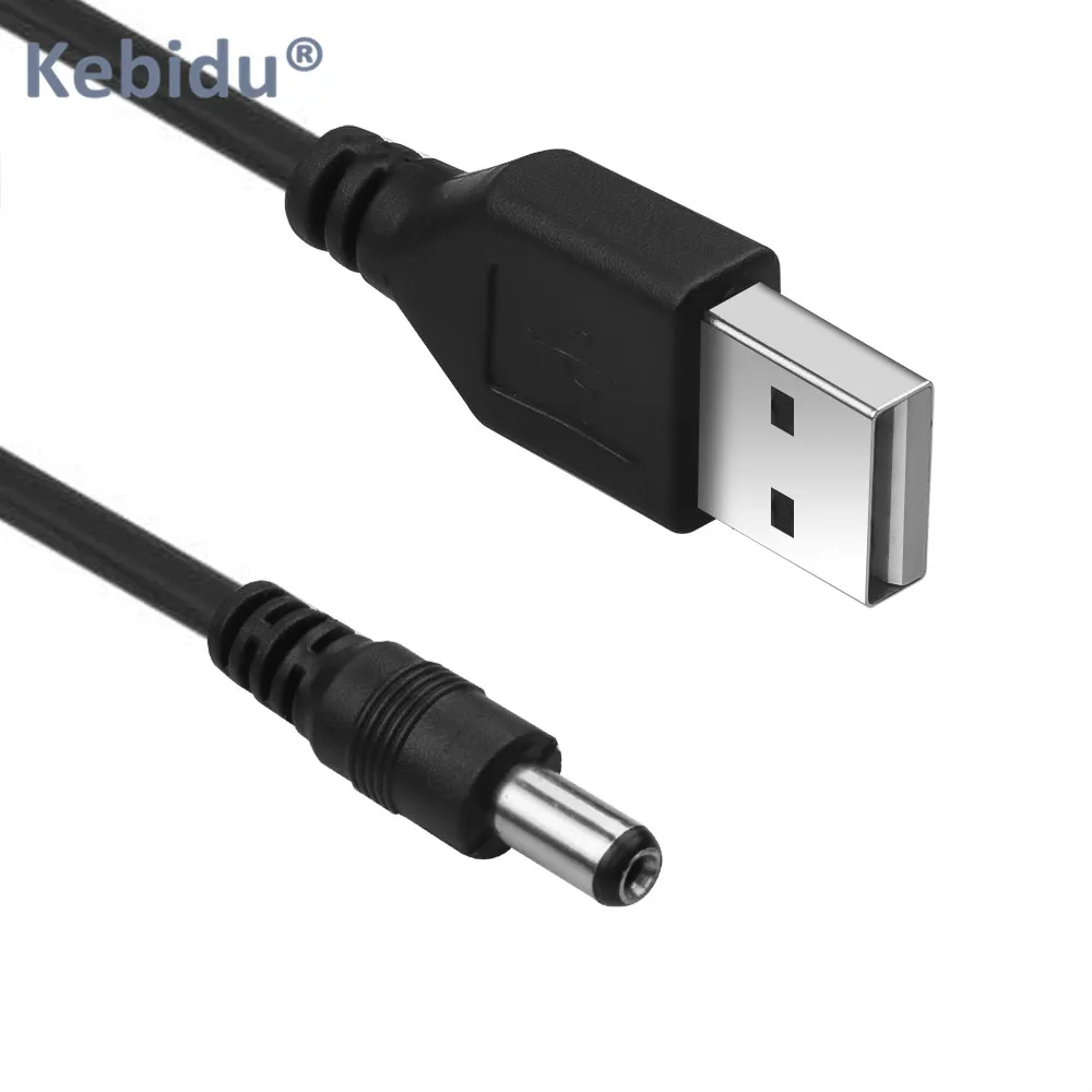 Kebidu 1 шт. USB порт на 5 5x2 мм в постоянного тока разъем для кабеля питания черный