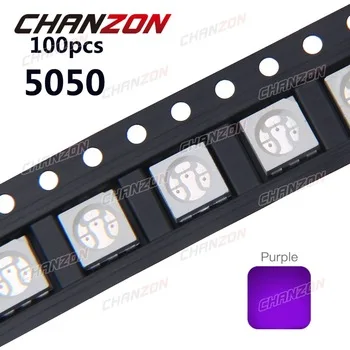 100pcs UV LED SMD 5050 Chip Purple Surface Mount Bead 60mA Ultraviolet 400nm - 405nm LED Ultra Violet Light Emitting Diode Lamp