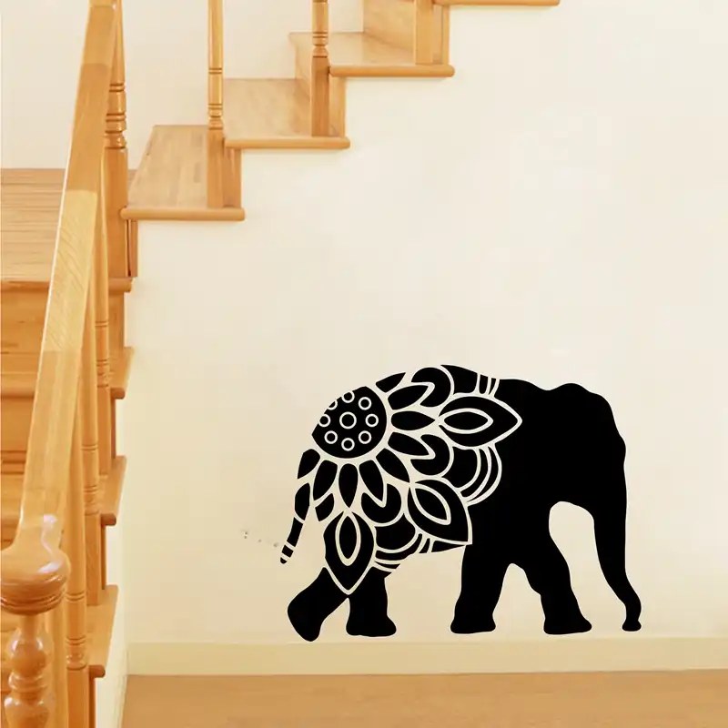 Elefante Mandala Silueta Vinilo Arte De Pared Pegatina Animal