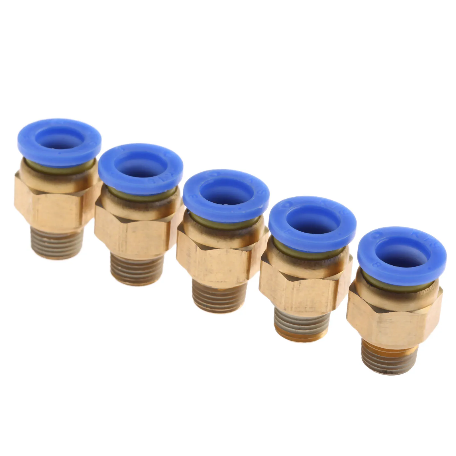 5Pcs Brass 8mm Pneumatic Connector Male Straight One touch Pneumatic