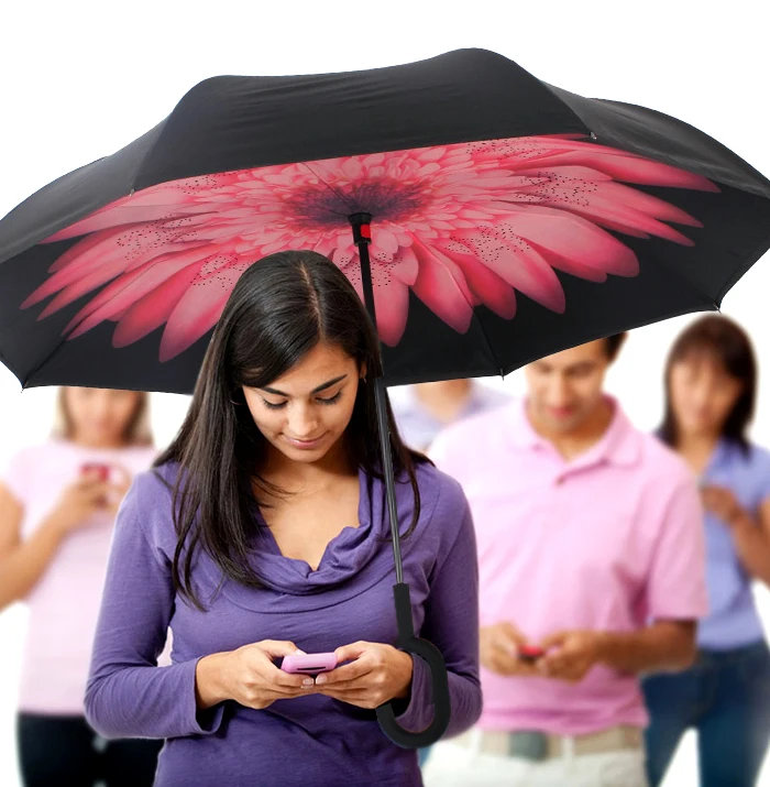 Windproof Reverse Umbrella Double Layer Inverted Umbrella Self Stand umbrella rain/sun women/men Child folding umbrella,automatic umbrella,sun umbrella