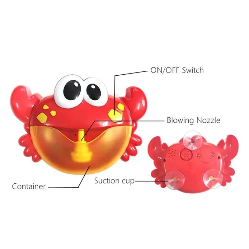 Red Plastic Crab Pattern Bubble Machine Pleasant Music Bubble Maker Baby Children Bath Shower Bathroom Soap Machine Toys Fun Toy Red Plastic Crab Pattern Bubble Machine Pleasant Music Bubble Maker Baby Children Bath Shower Bathroom Soap Machine Toys Fun Toy