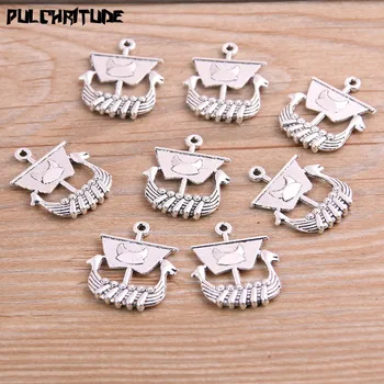 

10pcs 21*26mm Antique Silver color Color Metal Zinc Alloy Dragon Boat / Sailboat Charms Fit Jewelry Pendant Charms Makings