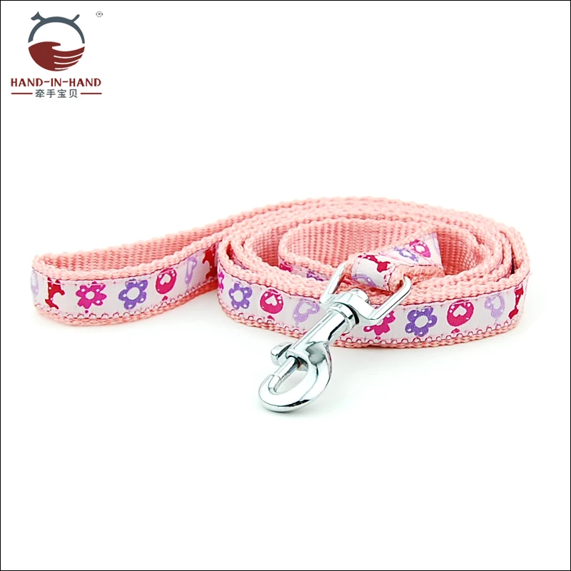 Dog Harness Leash Small Medium Dog Pet Nylon Cartoon Embroidered harness and Lead Set for 1.5 cm