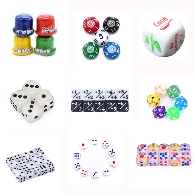

Rounded Corners Playing Party Dices Four-Color Transparent Dice 14 styles for choose