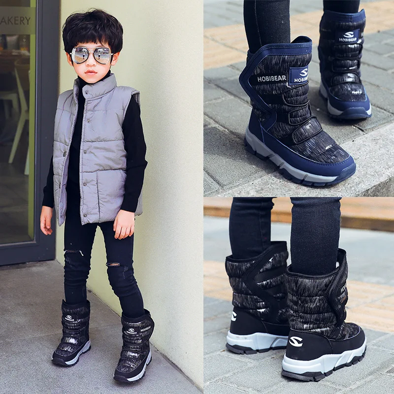 Ботинки для мальчиков, г. Водонепроницаемые Детские зимние сапоги-30 градусов, русская зимняя теплая детская обувь модные Резиновые Нескользящие сапоги для девочек
