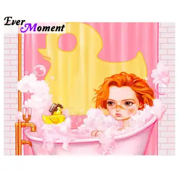

Ever Moment Diamond Painting Picture Rhinestone Girl Bathing Duck 5D DIY Full Square Drill Diamond Embroidery Decoration 3F608