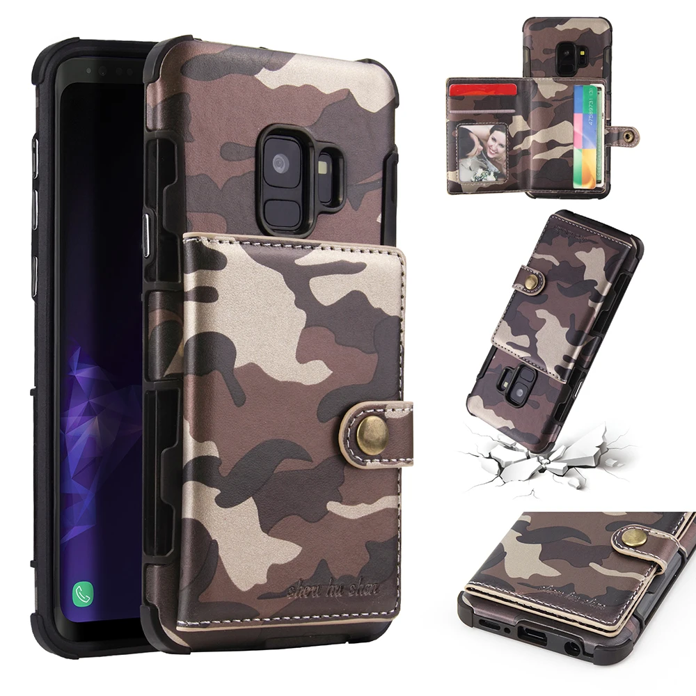 

Army Camo Wallet Case For Samsung S8 S9 Plus s10e Note9 Cover Card Holder Camouflage Case for Galaxy S10 Plus Note 9 8 Cases