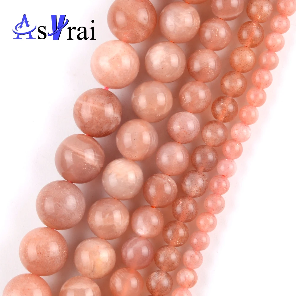 

AA Natural Sun Stone Gem Spacer Beads for Jewelry Making 4/6/8/10mm Sunstone Round Beads Diy Bracelet Necklace Accessories 15"
