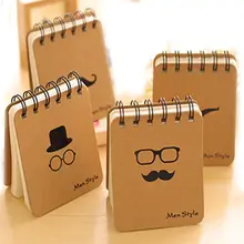 80 hojas de papelería Vintage Cute Beard Daily Coil espiral Book Moustache portátil Notebook Memo registros tubo gafas sombrero regalo