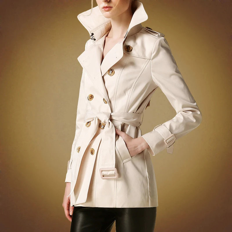Пальто для женщин, новинка, Весенняя мода, двубортная ветровка, женские корейские короткие пальто с поясом, верхняя одежда LX2631