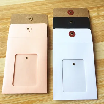 

30Pcs/Lot Colorful Cardboard Packaging Paper Bags With Clear PVC Window Envelope Boxes to Packing Postcard/New Year Card/Letter