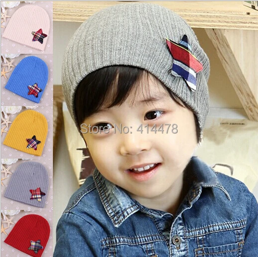 

Free Shipping!Wholesale Kids Beanie Caps Knitting Wool Baby Warm Hats Star Pattern Baby Knit Beanies Caps 2014 New