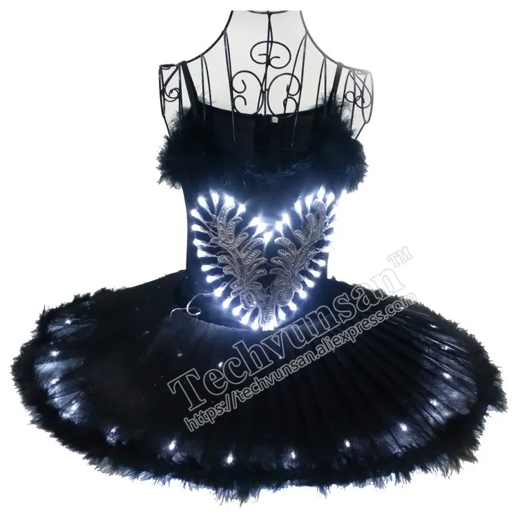 

New LED luminous Black Ballet Skirt Performance clothes Adult fluorescent dance skirt Costume Starry skirt LED lantern dance