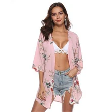 Осенняя Женская куртка большого размера с принтом несимметричный Свободный кардиган весна v-образный вырез винтажная женская верхняя одежда большой размер открытая стежка D815