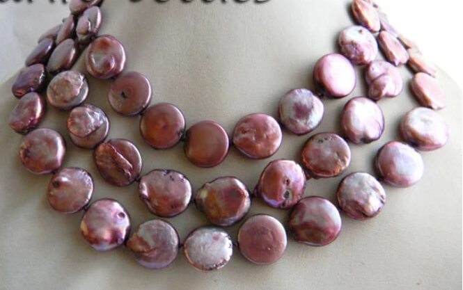 

>>>> 50'' 15mm Purple Coin Freshwater Pearl Necklace