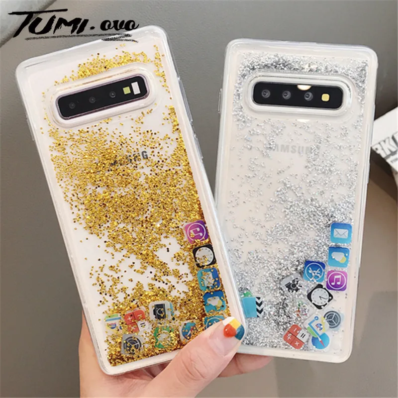 Мягкий чехол из ТПУ с динамической жидкостью и зыбучим песком для Samsung Galaxy S10 S9 S8