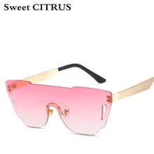 CÍTRICOS dulces 2017 Sin Montura gafas de Sol Mujeres Hombres diseñador de la marca de Metal Dulces de Color UV 400 Lente Transparente Gafas de Sol gafas de sol mujer