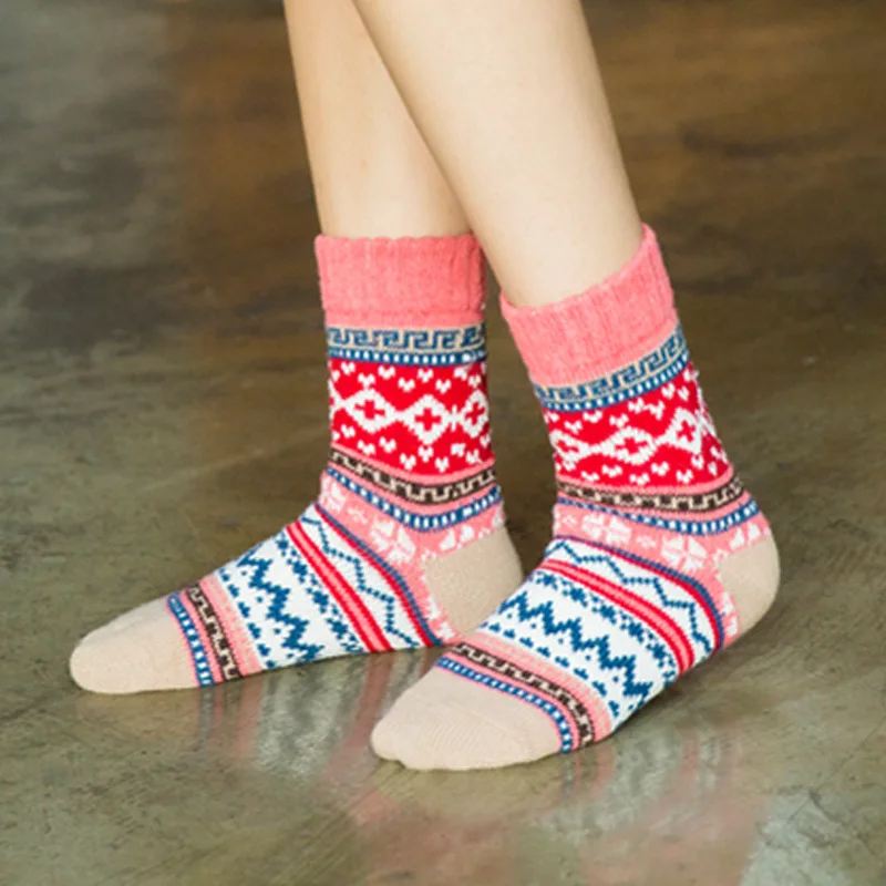 Jerrinut, женские осенне-зимние толстые теплые шерстяные носки, хлопковые повседневные модные носки Harajuku с принтом, милые теплые носки, 1 пара