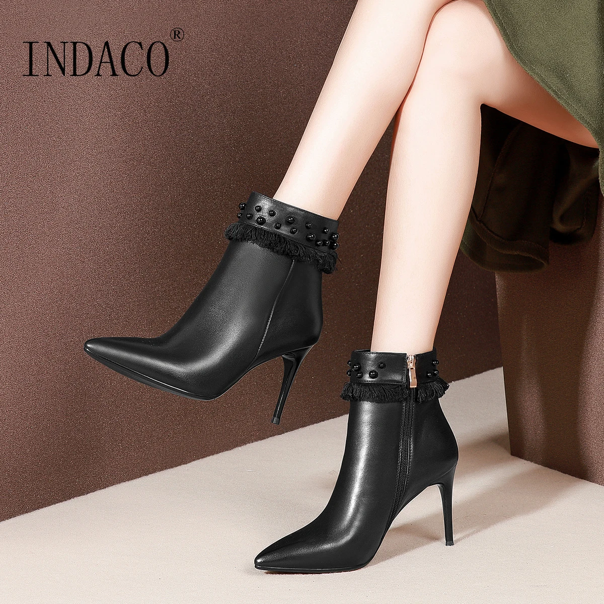 

Leather Boots Women 2018 New Women Winter Boots High Heel Shoes Woman Winter Bottines Femme 8.5cm