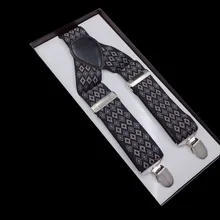 Euramerican Популярные 3,5*120 см 3 клип печати рис белый в клетку полосой подтяжки