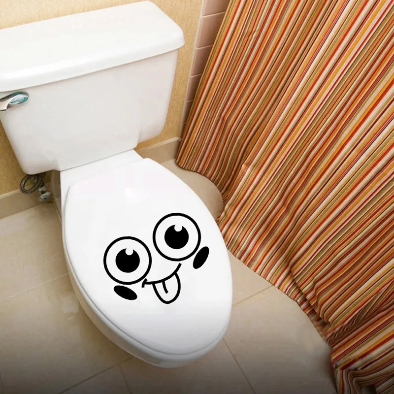 Cartoon Smile Toilet Stickers Wallpapers All-match Style Art Waterproof Bathroom