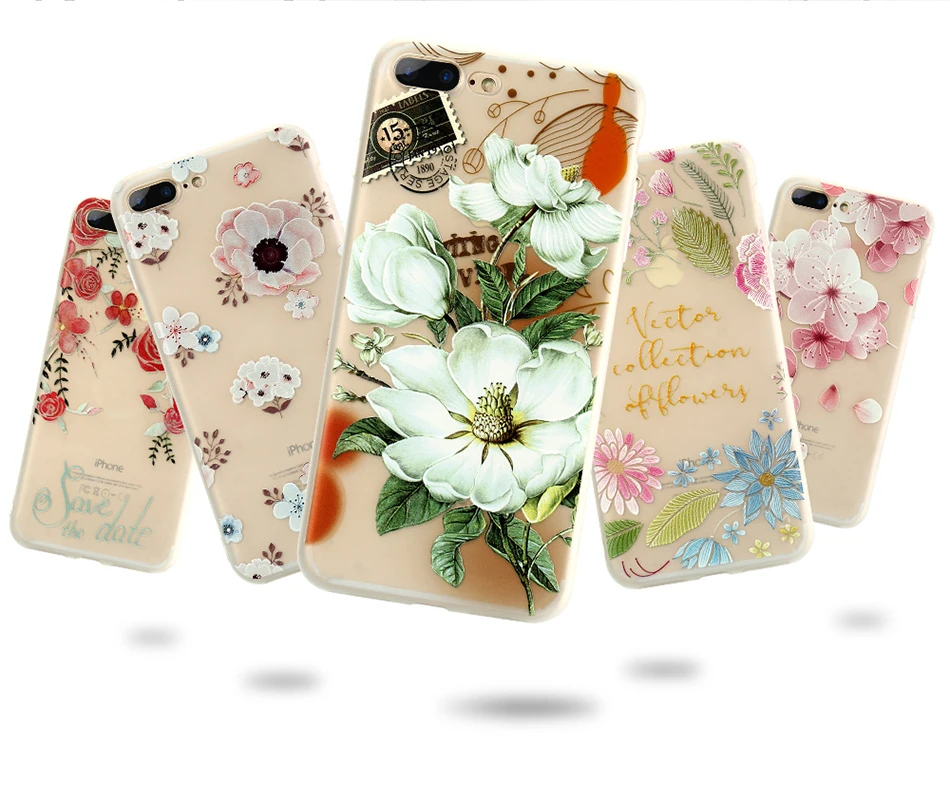 MR.YI 3D Relief Floral Silicone Case For iPhone 7 6 6S Plus Beautiful Flower Soft Clear Transparent Cover For iPhone 6 6S 7 Plus (13)