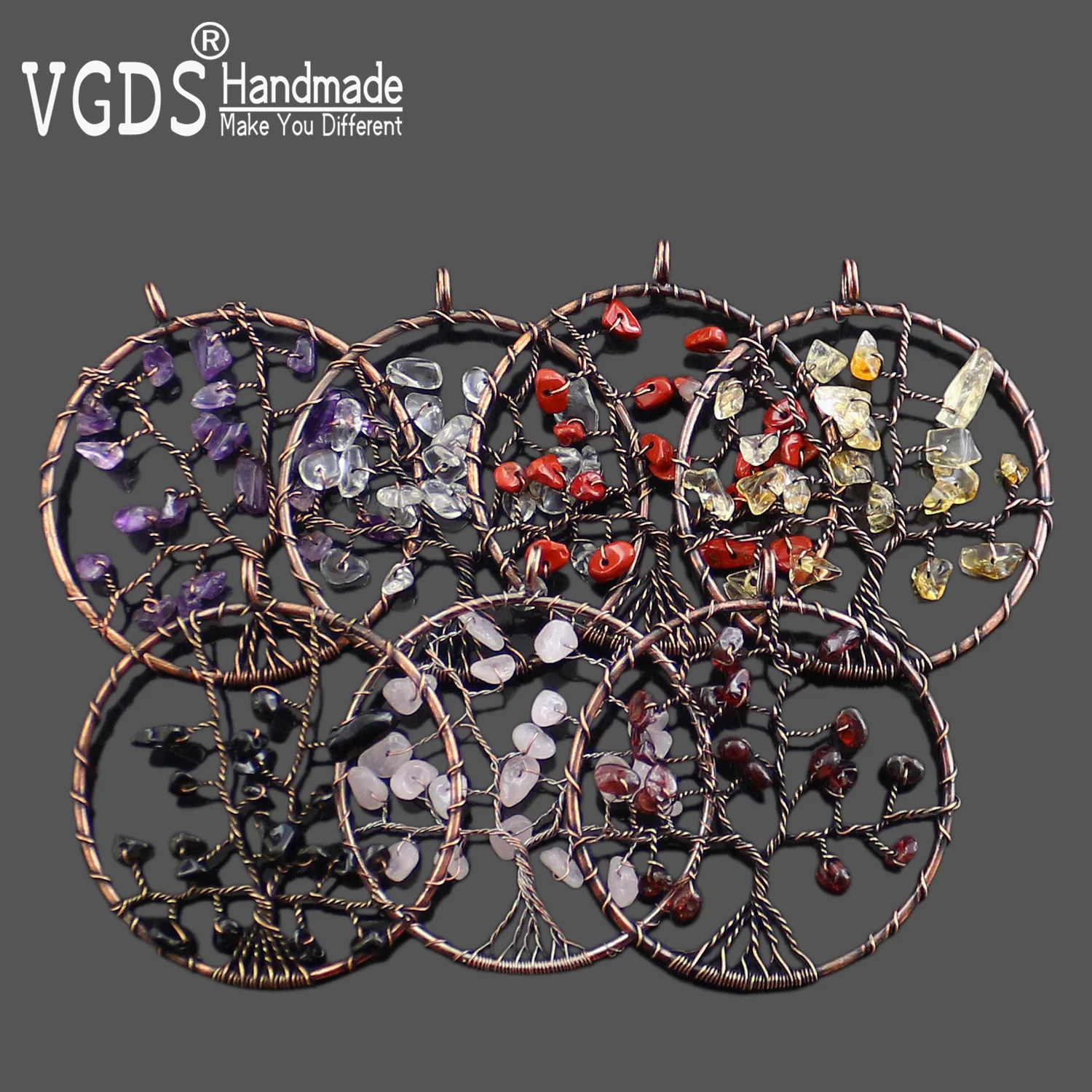 

Natural Crystal Handmade Features Kabala Dreamcatcher's Tree Of Life Dreamcatcher Pendant Charms Reiki Jewelry