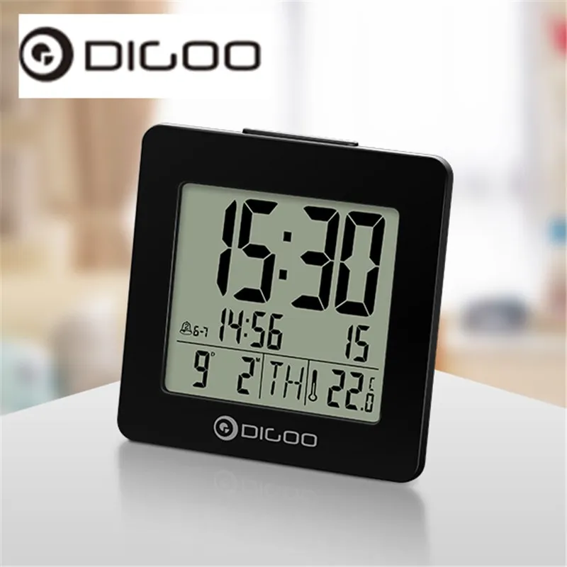 Digoo DG-C2 C2 домашний комфорт с цифровой подсветкой ЖК-термометр Настольный Будильник черный цифровой Подсветка Настольный будильник