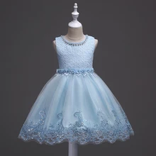 Платье для маленьких девочек; свадебное платье для девочек; детское кружевное платье с вышивкой; платье с цветочным рисунком для малышей; голубое платье для малышей; платье-пачка для девочек
