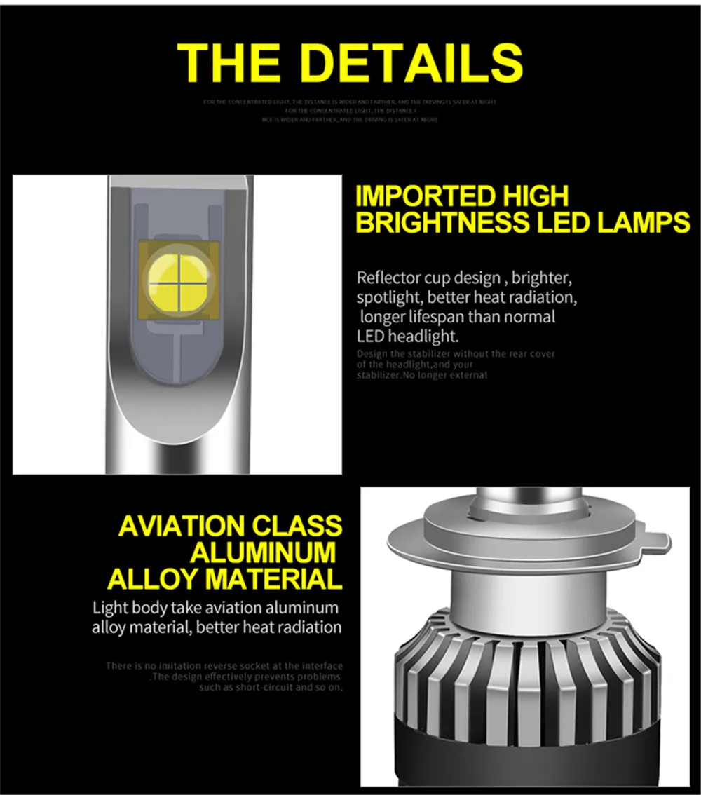 YOTONLIGHT 2 шт XHP70 H4 H7 H11 автомобиля светодиодные фары 110 W 13200LM 9005 9006 9012 H8 H9 HB3 HB4 Hir2 Светодиодная лампа 6000 K 12 V авто