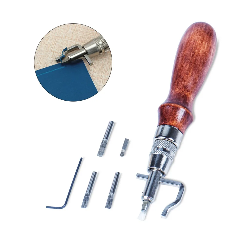 

1 X Leatherwork Craft Sets Stitching Groover Creasing Edge Beveler To Sew Crease Leather Adjustable 5 in 1 Tool