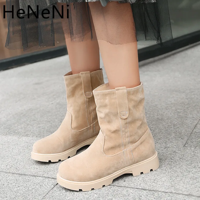 

High Quality Winter Women Boots Fashion Martin Boots Woman Mid Calf Snow Boots Outdoor Casual Boots Women Shoes Plus size 33-43