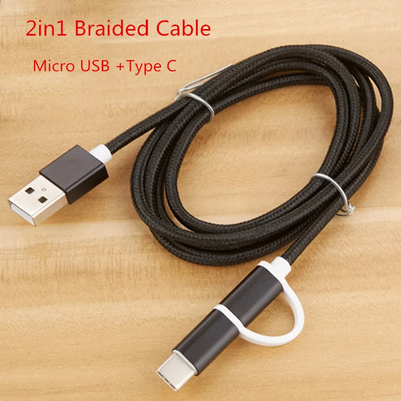 

1M Micro USB /TYPE C 2 in 1 2A Fast Charger Cable Braided Cord For Samsung Galaxy S9 S8 S7 S6 edge note 4 5 8 j1 j3 j5 j7 A3 A5